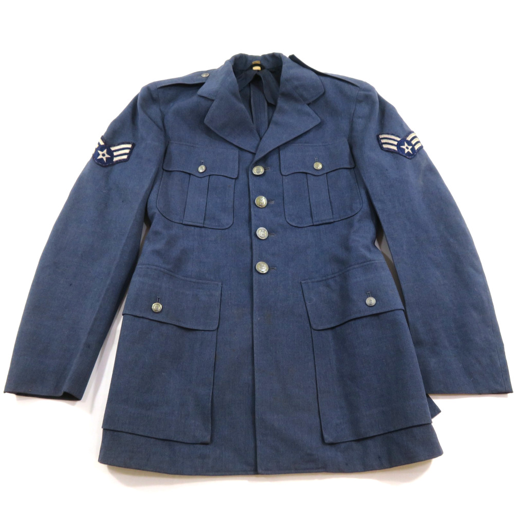 Vintage 1949 Air Force Serge Coat Dress Blue Uniform Patch 38 Regular Jacket